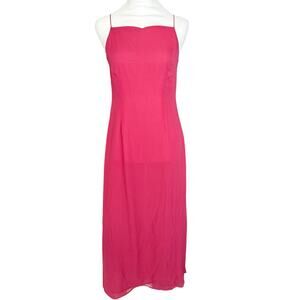 VTG 100% Silk Sheer Garden Fairy Ethereal Slip Dress Spaghetti Strap Pink XS